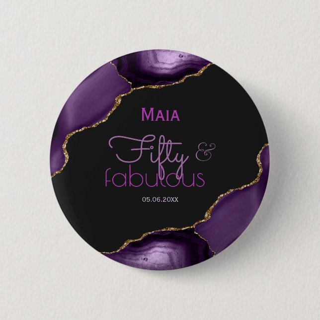 50 and Fabulous 50th Birthday 6 Cm Round Badge (Front)