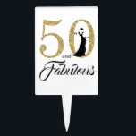 50 and Fabulous 50th birthday Cake Pick<br><div class="desc">Celebrate turning 50 in style with this elegant 50th birthday design in gold glitter and black. The words 50 and fabulous are set using modern typography. Matching products such as invitation sets and party supplies & gifts are available in our shop. If you need any help please contact us through...</div>