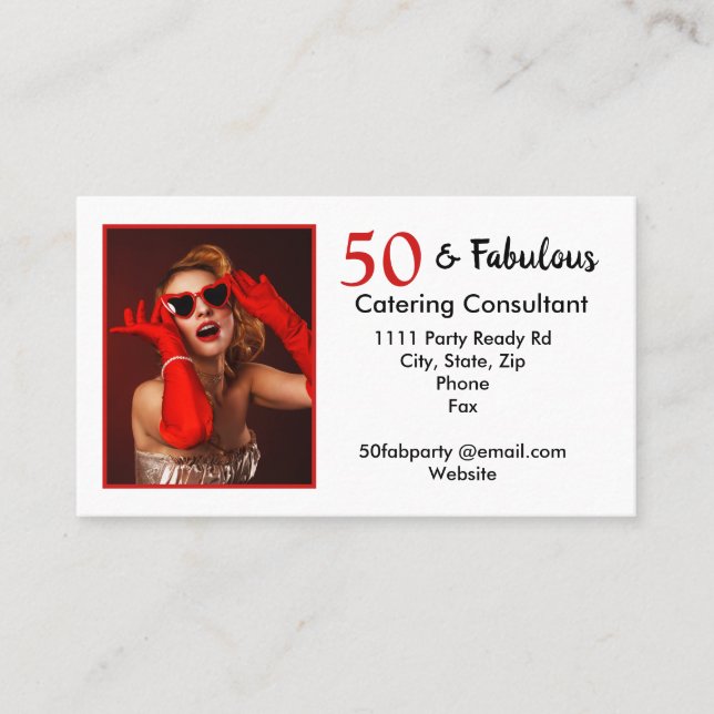 50 and Fabulous 50th Birthday Catering Consultant Business Card (Front)