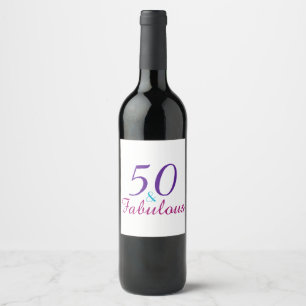 50 and Fabulous 50th Birthday Colourful Wine Label