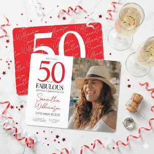 50 and Fabulous 50th Birthday Elegant Photo Invitation