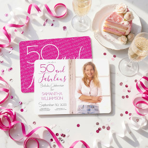 50 and Fabulous 50th Birthday Elegant Photo Invitation