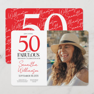 50 and Fabulous   50th Birthday Elegant Photo Invitation