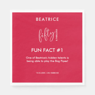50 and Fabulous 50th Birthday Fun Fact  Napkin