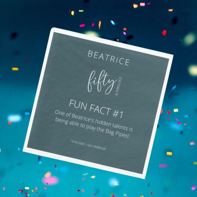 50 and Fabulous 50th Birthday Fun Fact  Napkin (Creator Uploaded)