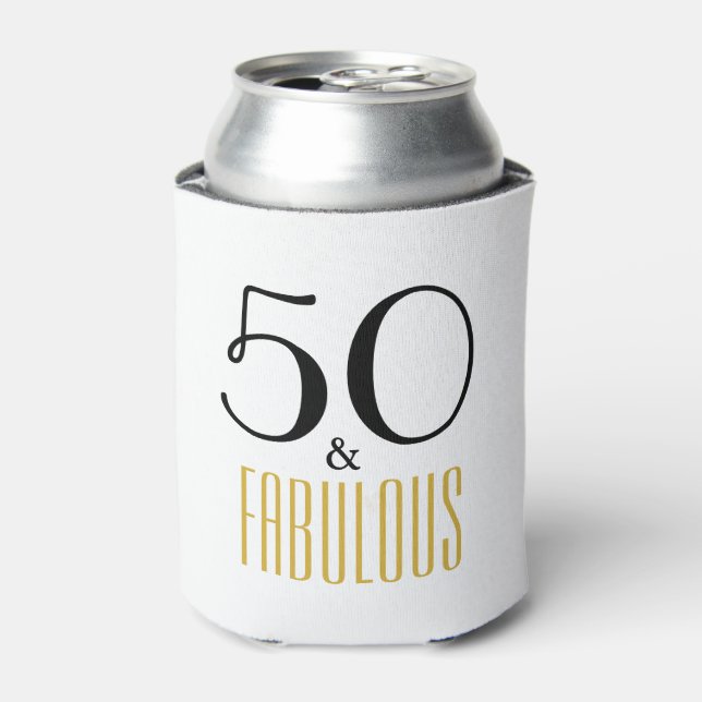 50 and Fabulous 50th Birthday Gift Can Cooler (Can Front)