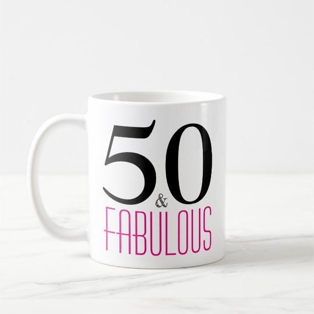 50 and Fabulous 50th Birthday Gift Mug (Left)