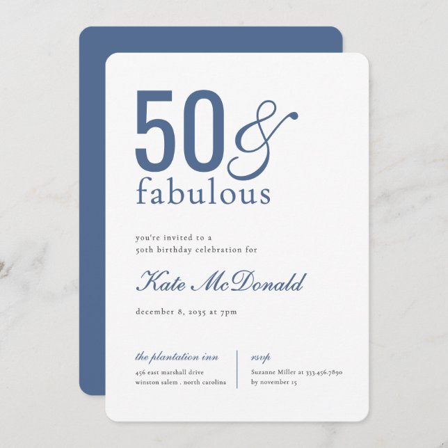 50 and Fabulous 50th Birthday Invitation (Front/Back)