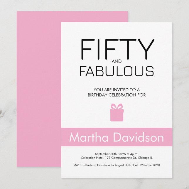 50 and Fabulous | 50th Birthday Invitation (Front/Back)
