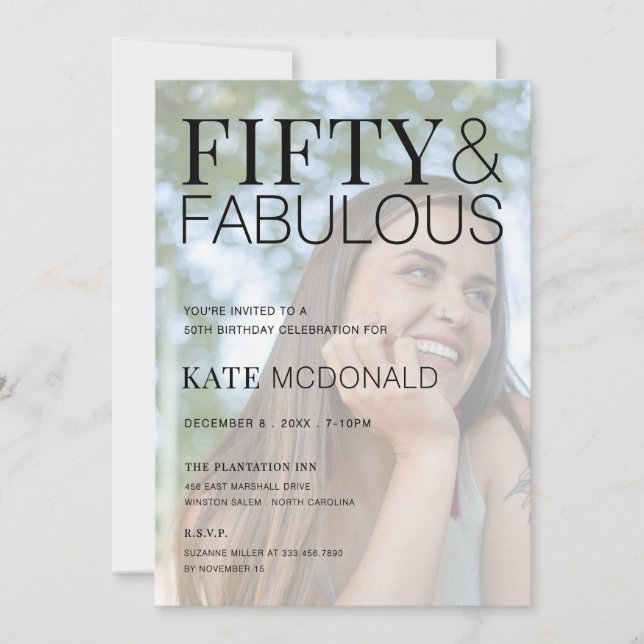 50 and Fabulous 50th Birthday Invitation (Front)