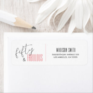 50 and Fabulous 50th Birthday Modern Script Return Address Label