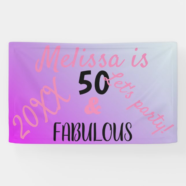 50 And Fabulous 50th Birthday Party Banner (Horizontal)