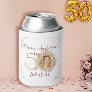 50 and Fabulous 50th Birthday Party Glitter Name Can Cooler