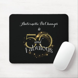 50 and Fabulous 50th Birthday Party Gold Black Mouse Pad