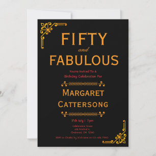 50 and Fabulous   50th Birthday Party Invitation
