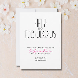 50 and Fabulous   50th Birthday Party Invitation