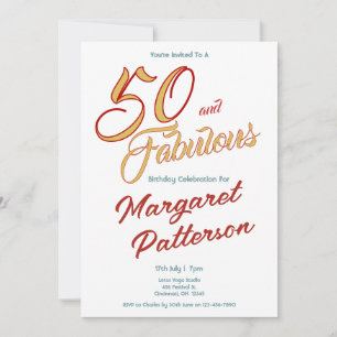 50 and Fabulous   50th Birthday Party Invitation