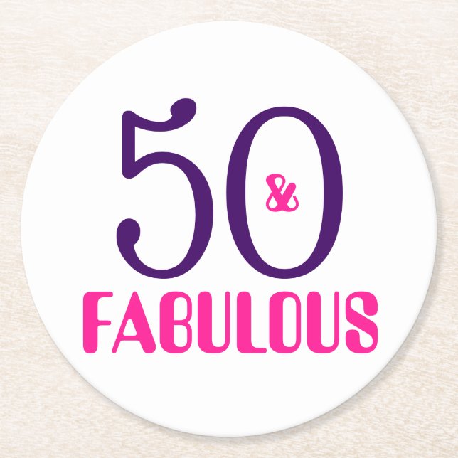 50 And Fabulous 50th Birthday Party Paper Coaster (Front)