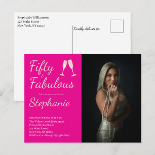 50 and Fabulous 50th Birthday Party Photo Postcard