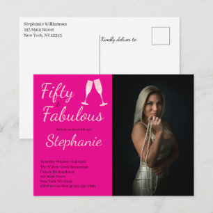 50 and Fabulous 50th Birthday Party Photo Postcard