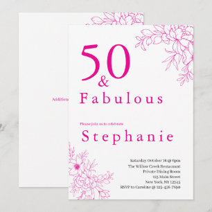 50 and Fabulous 50th Birthday Party Pink Invitation