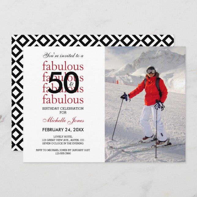 50 and Fabulous 50th Birthday Photo Invitation (Front/Back)