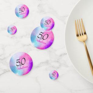 50 and Fabulous 50th birthday Pink and Purple Confetti