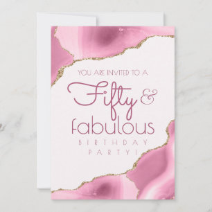 50 and Fabulous 50th Birthday Pink  Invitation