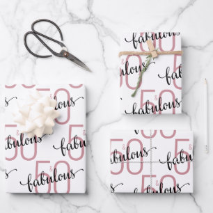 50 and Fabulous 50th birthday Rose Gold Wrapping Paper Sheet