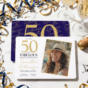 50 and Fabulous 50th Photo Birthday Party Invitation