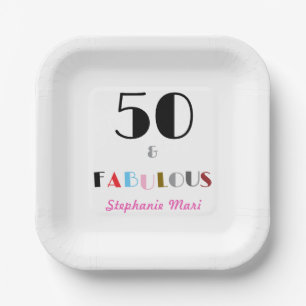 50 and Fabulous Art Deco 50th Birthday Party Paper Plate