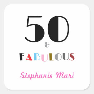 50 and Fabulous Art Deco 50th Birthday Party Square Sticker