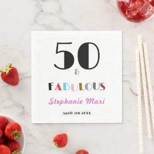 50 and Fabulous Art Deco Date 50th Birthday Party Napkin