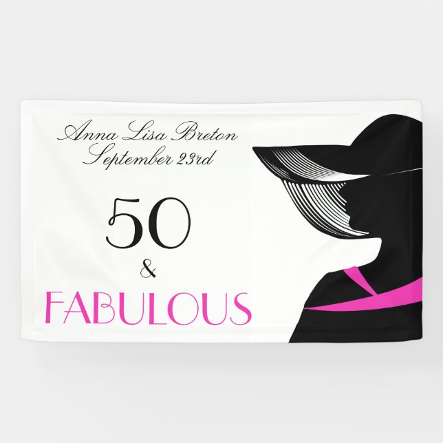 50 and Fabulous Art Deco Elegant 50th Birthday Banner (Horizontal)