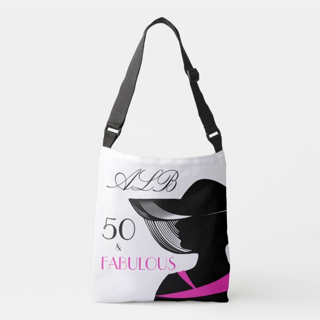 50 and Fabulous Art Deco Elegant 50th Birthday Crossbody Bag (Front)