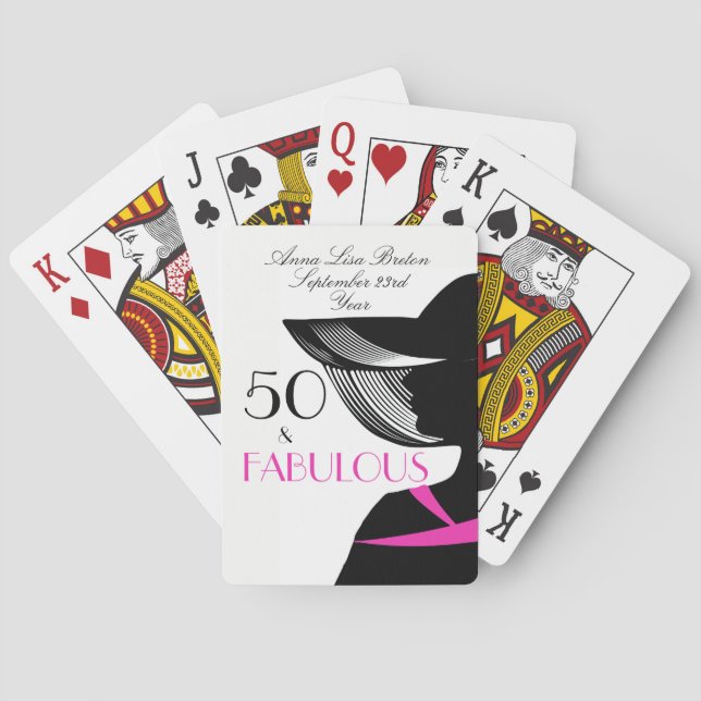 50 and Fabulous Art Deco Elegant 50th Birthday Playing Cards (Back)