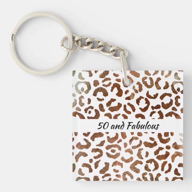 50 and Fabulous Big Cat Print Abstract Key Ring (Front)