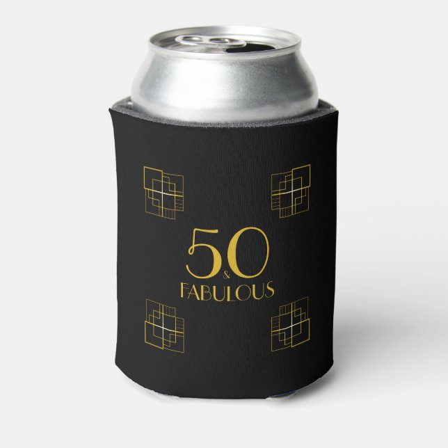 50 and Fabulous Birthday Art Deco Style Can Cooler (Can Back)