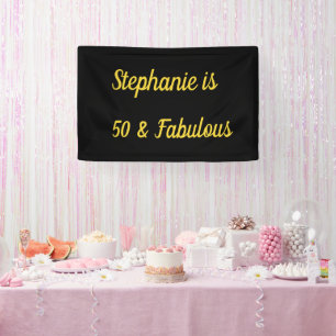 50 And Fabulous Birthday Black Gold Golden Custom Banner