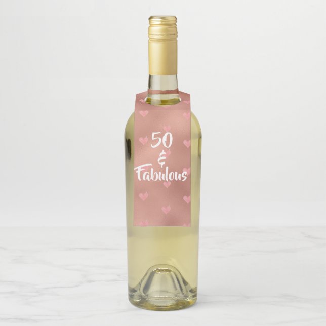 50 and Fabulous Birthday Bottle Tag (On Bottle)