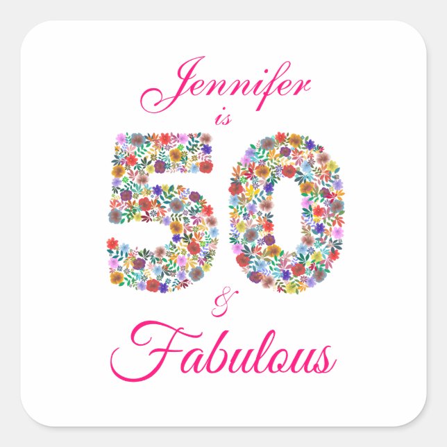 50 and Fabulous Birthday Celebration Sticker (Front)