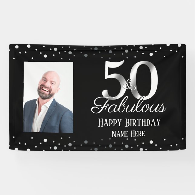 50 and Fabulous Birthday Confetti Photo Banner (Horizontal)