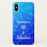 50 And Fabulous Birthday Deep Blue Ombre Glittery