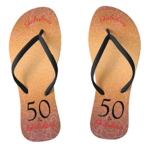 50 And Fabulous Birthday Elegant Gold Metallic Thongs