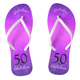 50 And Fabulous Birthday Elegant Purple Metallic Thongs
