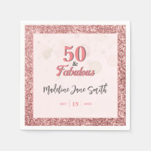 50 and Fabulous Birthday Elegant Rose Pink Glitter