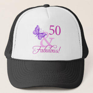 50 And Fabulous Birthday Gifts (Plum) Trucker Hat