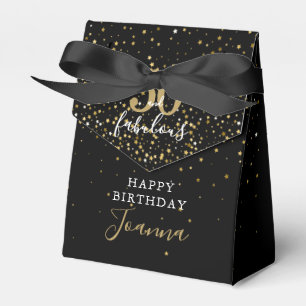 50 and Fabulous Birthday Gold and Black Elegant Favour Box