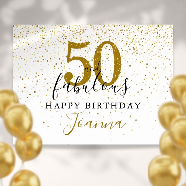 50 and Fabulous Birthday Gold and Black Sign (50 and Fabulous Birthday Gold and Black Sign)