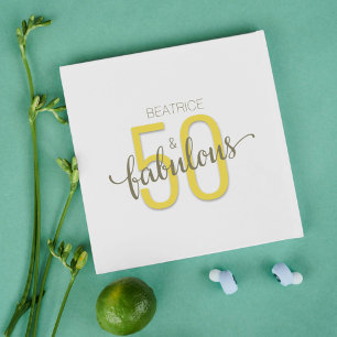 50 and Fabulous Birthday Gold Typography